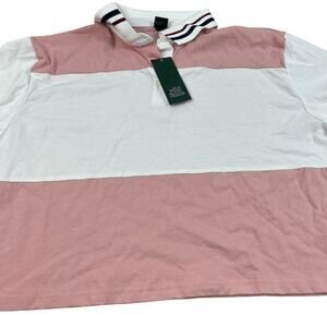 Wild Fable Women's Pink Short Sleeve Cropped Rugby Shirt - Size 2X - NWT